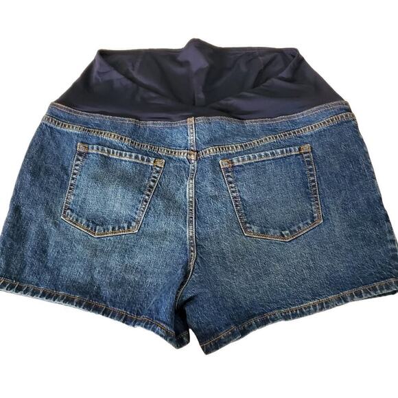 Isabel Maternity Shorts Womens Size 14 Blue Denim Midi Short Stretch Medium Wash - Picture 2 of 10